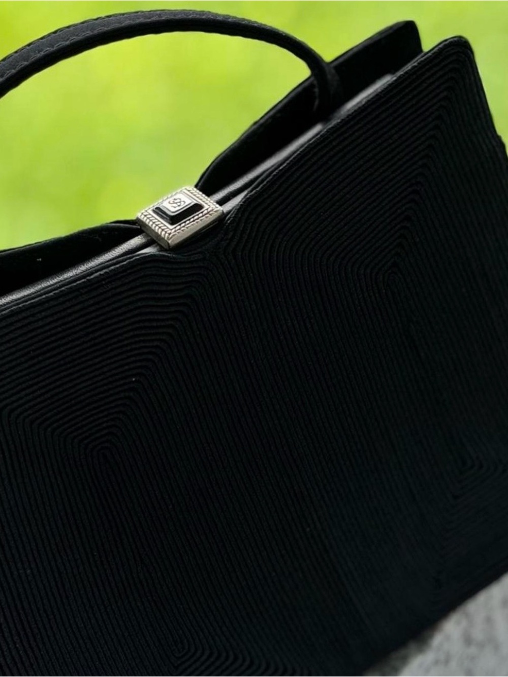 Elegant Black Structured Top-Handle Handbag